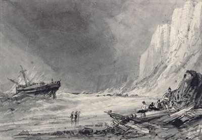 A Wreck off Speeton Cliffs, Yorkshire by Henry Barlow Carter